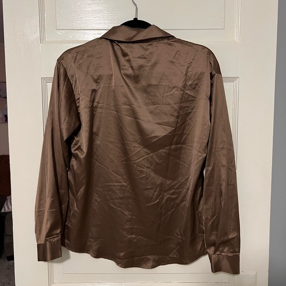 Boutique silk brown blouse Small - Picture 3 of 4